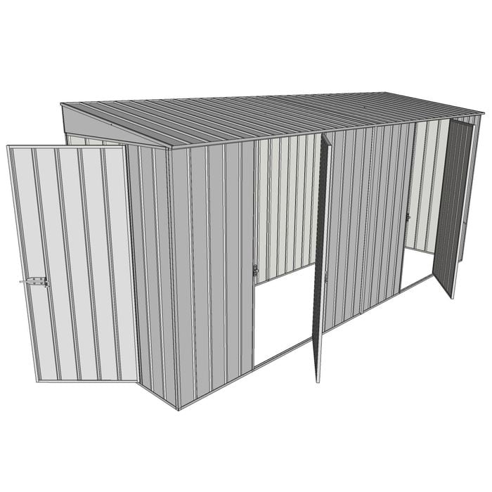 Build-A-Shed 1.2 x 4.5 x 2.0m Tunnel Shed Tunnel Hinged Door with 2 Hinged Side Doors - Zinc