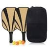 Catzon Fiberglass Pickleball Paddles Set Of 2 Pp Honeycomb Core Pickleball Rackets With 4 Balls 1 Bag-yellowblack