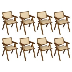 Levede 8pcs Solid Wood Dining Chairs - Walnut