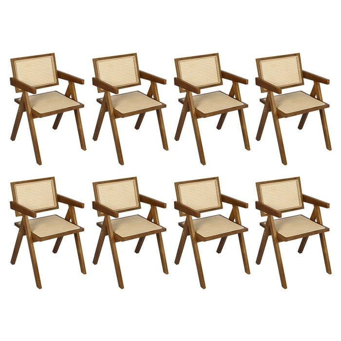Levede 8pcs Solid Wood Dining Chairs - Walnut