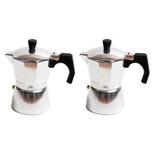 2PK Coffee Culture Aluminium 3-Cup Espresso Stovetop Coffee Maker Brew Pot Slvr