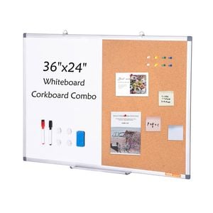 VEVOR Whiteboard & Cork Board White Combo with Aluminum Frame for School Home