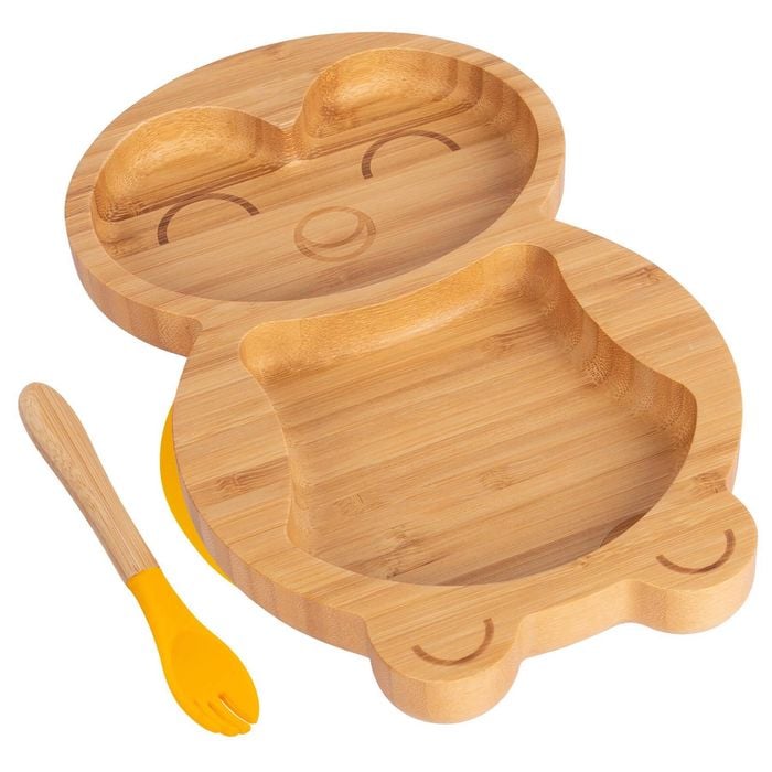 Tiny Dining Bamboo Penguin Baby Weaning Plate & Fork Set