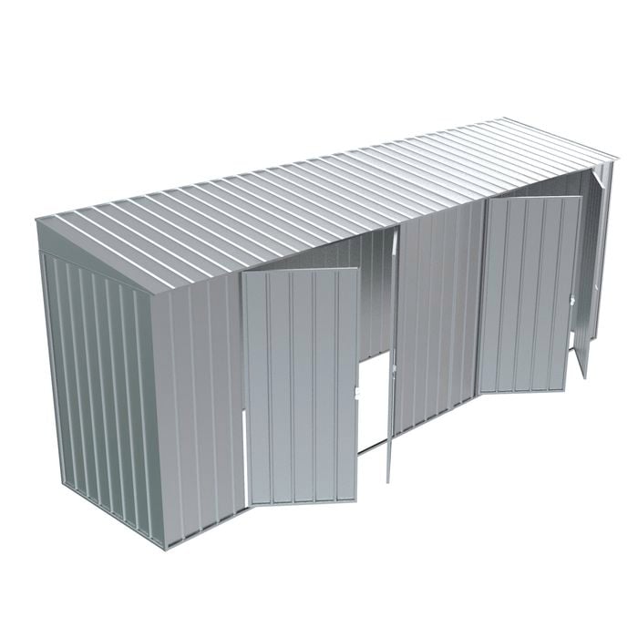 Build-a-Shed 1.2 x 5.2 x 2.0m Zinc Skillion Double Plus Dual Double Hinged Side Doors Shed