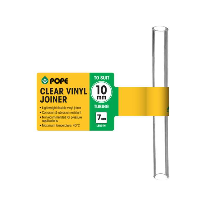 Pope 10mm x 7cm Clear Vinyl Tubing Joiner