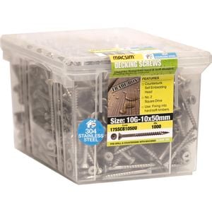 Macsim 10 x 50mm Stainless Steel Countersunk Decking Screws - 1000 Pack