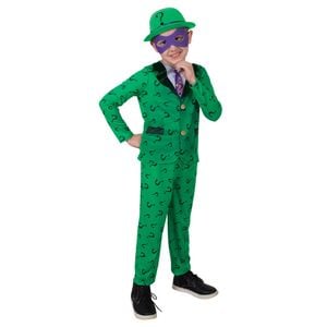 Dc Comics the Riddler Deluxe Costume Dress Up Party Cosplay Outfit Size 6-8y