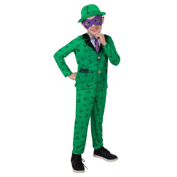 Dc Comics the Riddler Deluxe Costume Dress Up Party Cosplay Outfit Size 6-8y
