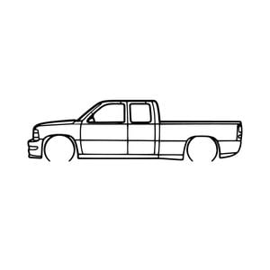 Ignite Laser Chevrolet 2000 Silverado Silhouette Metal Wall Art Coated Black 15.7inch/40cm