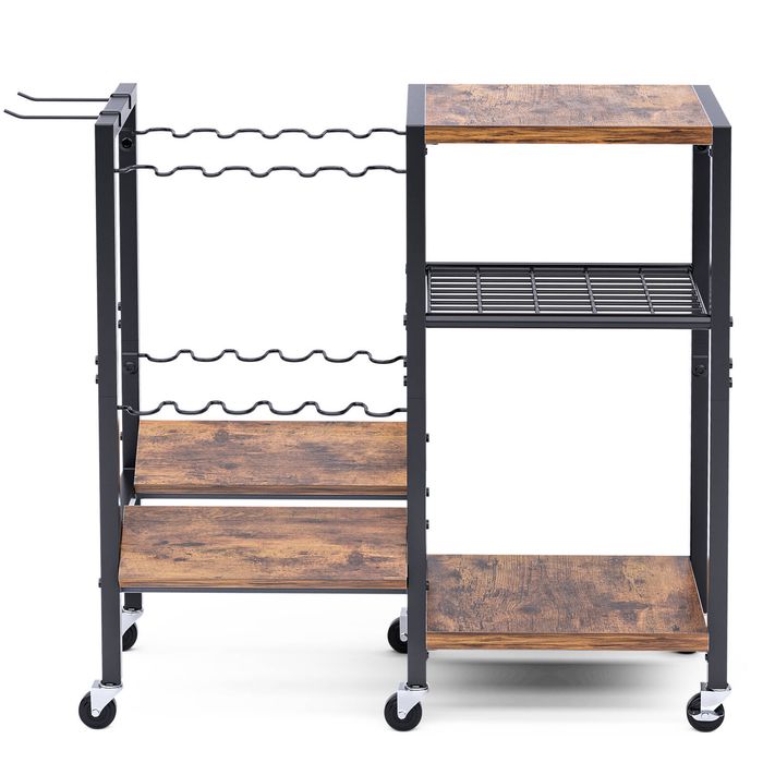 Advwin Fishing Rod Rack With Wheels, Holds 12 Poles, Rolling Tackle Storage Cart With 3-tier Shelves, for Garage And Shed, Black