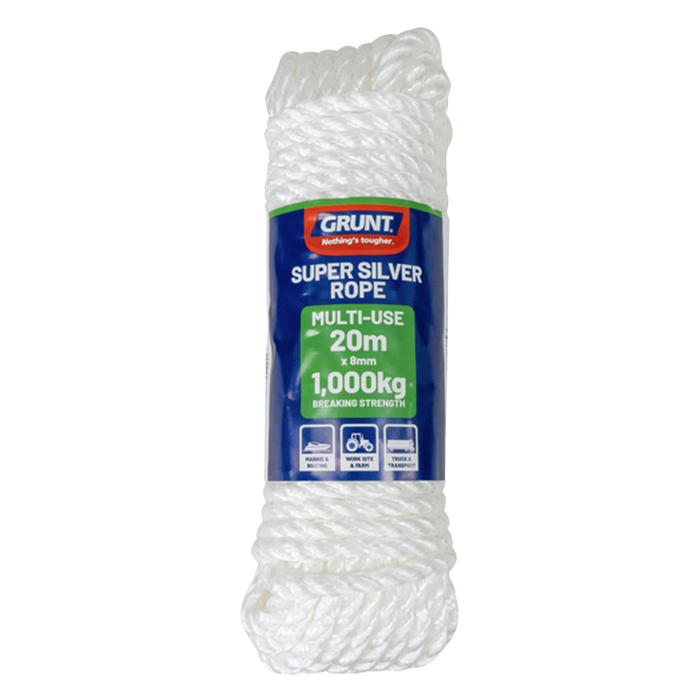 Grunt 8mm x 20m White Super Silver Rope