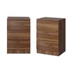 Oikiture 2x Bedside Table 3 Drawers Side Table Storage Cabinet Nightstand Walnut