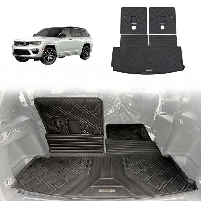 AUSGO Boot Liner for Jeep Grand Cherokee L WL Series 7-Seat 2021-Onwards 3-Piece Set Cargo Trunk Mat Boot Mat