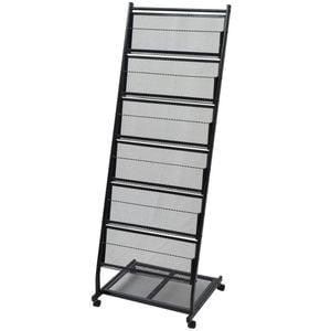vidaXL Magazine Rack 47.5x43x133cm Black A4 Display Stand Holder Organiser
