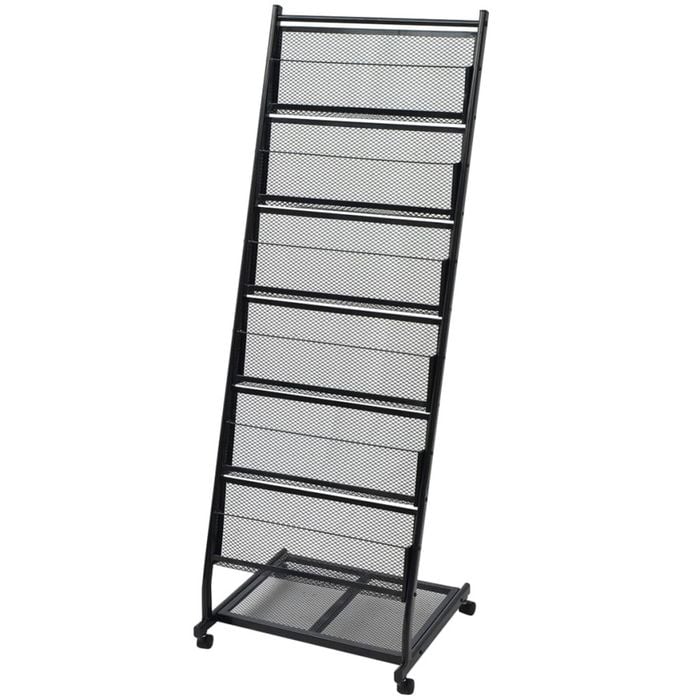 vidaXL Magazine Rack 47.5x43x133cm Black A4 Display Stand Holder Organiser
