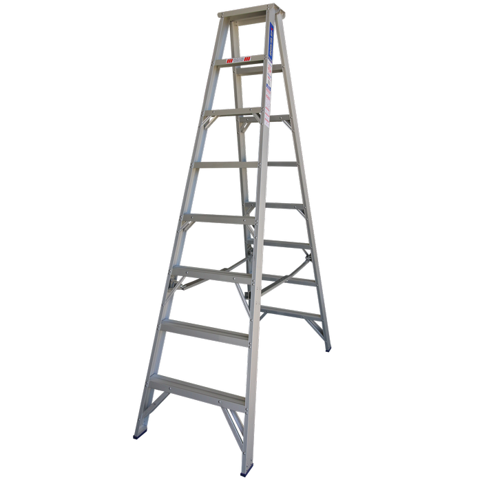 Indalex 2.4m 180KG Pro Series Industrial Aluminium Double Sided Step Ladder