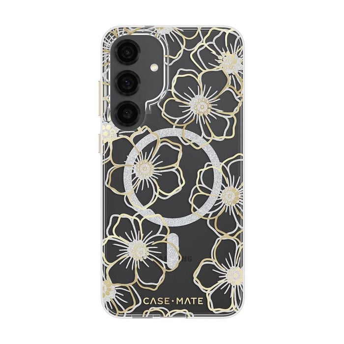 Case-Mate Floral Gems Case For Samsung Galaxy S25+ - Gold w/ Magnet