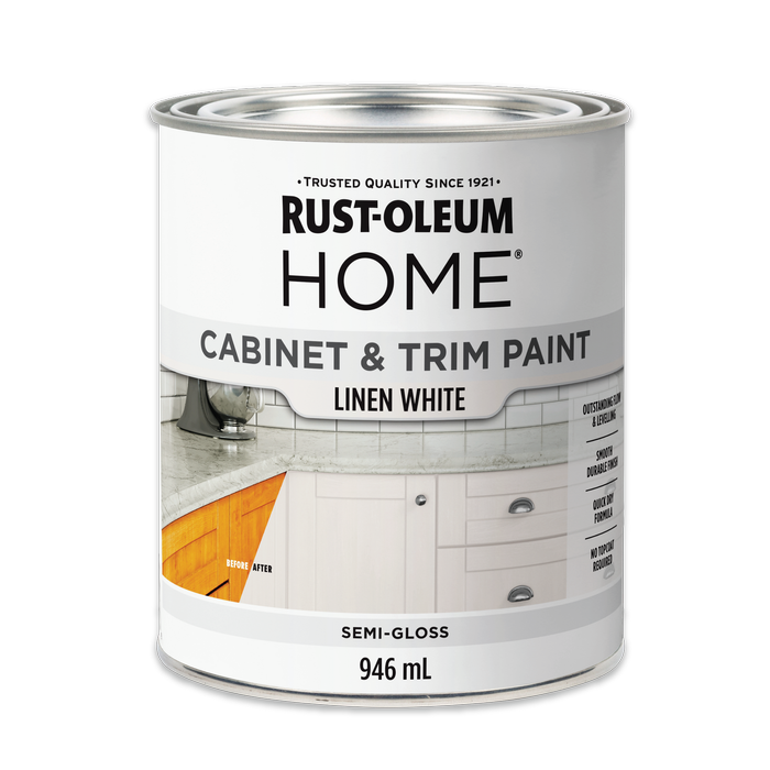 Rust-Oleum Home Cabinet & Trim Paint Semi Gloss Linen White 946mL