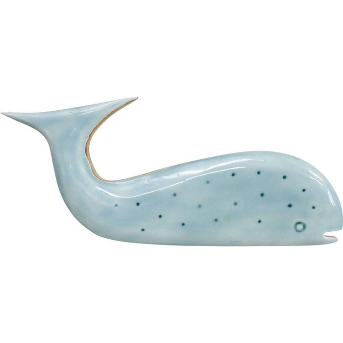 LVD Large Wooden Home Decorative Speckled Whale 30x13.5cm Soft Blue