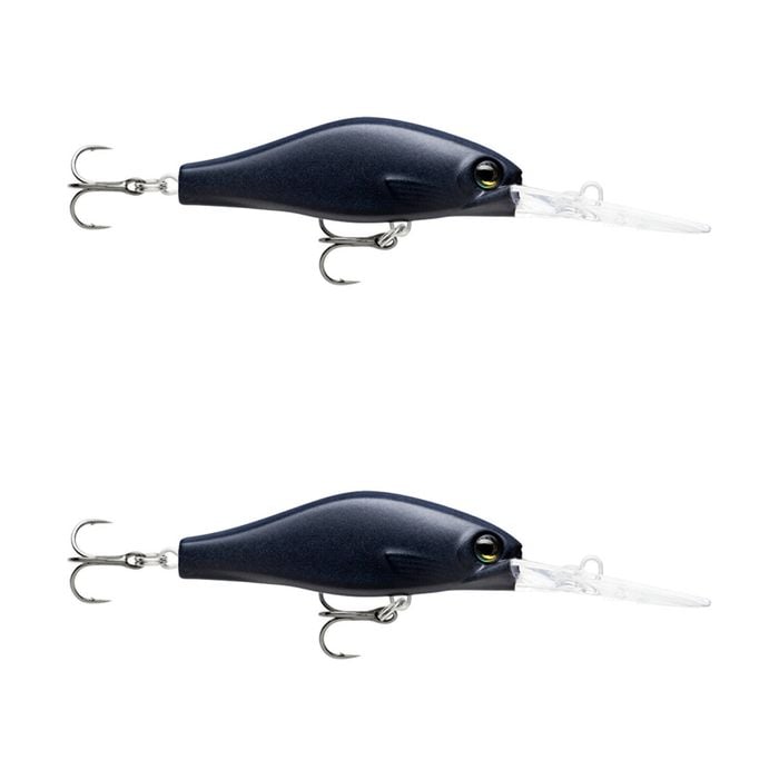2x Rapala 5cm Shadow Rap Jack Deep Dive Crankbait Fish Lures - Matte Black UV