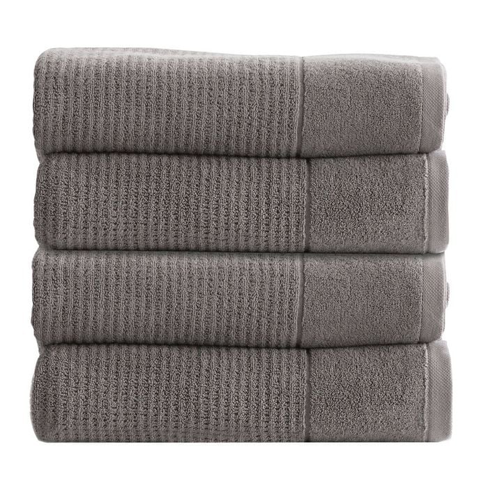 4pk Renee Taylor Cambridge 650gsm Textured 70x140cm Bath Towel - Fossil