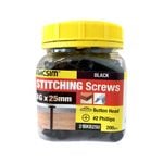 Macsim 8G x 25mm Black Stitching Screw - 200 Pack 