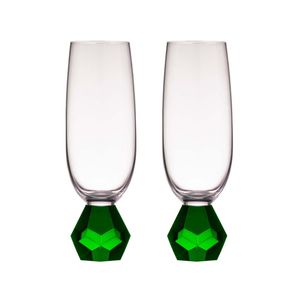 Tempa Zhara Set of 2 Champagne Glasses Emerald