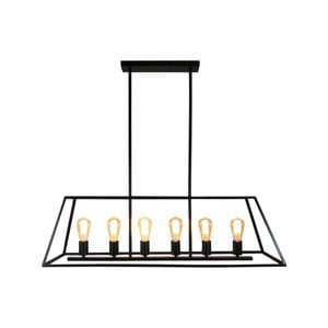 Oriel Lighting Southport.100 6-Light 100cm Urban Retro Pendant Light - Black 100cm