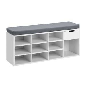 Colton Shoe Cabinet Seat Bench 1 Drawer White