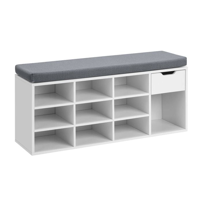 Colton Shoe Cabinet Seat Bench 1 Drawer White