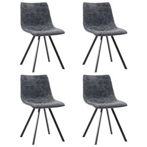 vidaXL 4x Dining Chairs Black Faux Leather
