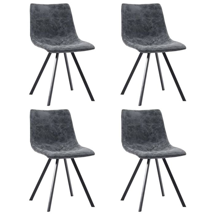 vidaXL 4x Dining Chairs Black Faux Leather