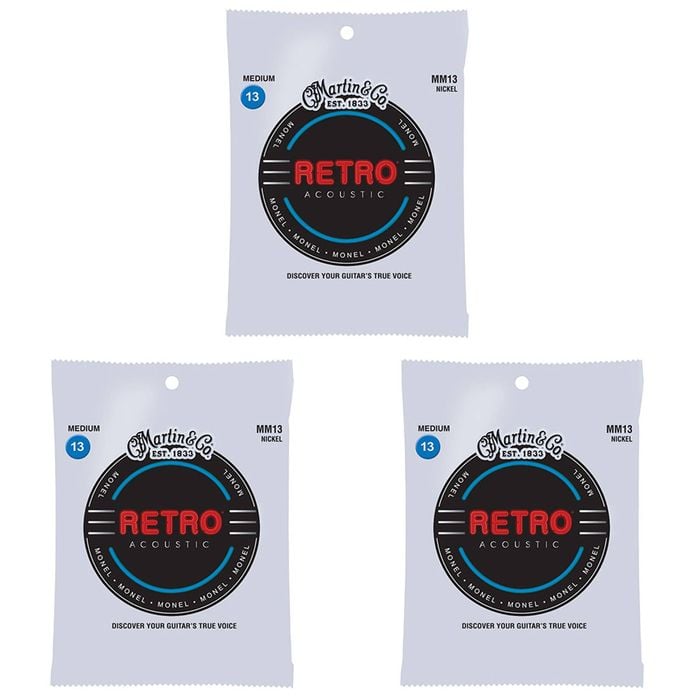 3PK Martin Guitar MM13 Retro Acoustic 6 Strings Monel Medium Gauge