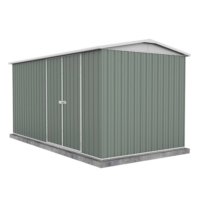 Absco Sheds 4.48 x 2.26 x 2.3m Pale Eucalypt Highlander Double Door Garden Shed