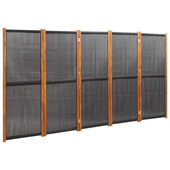 vidaXL 5-Panel Room Divider Black Panel Privacy Screen Partition Separator