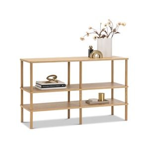 Rakie 120cm Wide Display Shelving Console Unit in Natural Oak Wood