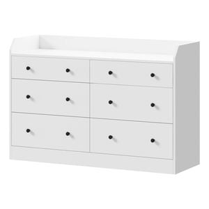 Oikiture Buffet Sideboard Storage Cabinet 6 Drawers White