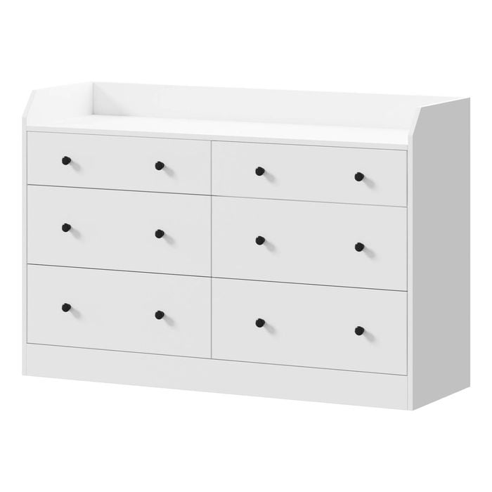 Oikiture Buffet Sideboard Storage Cabinet 6 Drawers White