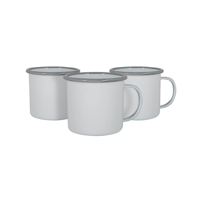 Argon Tableware White Enamel Mugs - 375ml - Pack Of 12