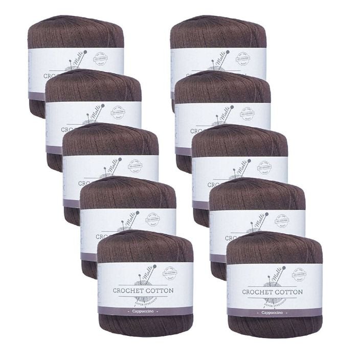 10pk Malli Super Strength 100% Cotton Crochet Knitting Yarn 3ply 50g Cappuccino