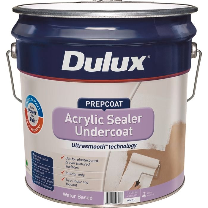 Dulux 15L Prepcoat Acrylic Sealer Undercoat White