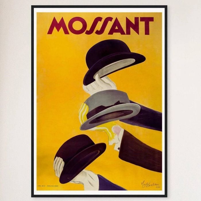 Galrie Mossant Hat Company Vintage Framed Advertising Poster for Home Décor Art Print, Black Frame, A1 60 x 84cm (23 x 33inch)