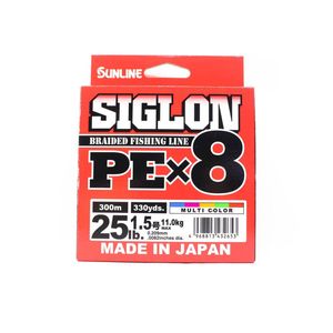 Sunline Siglon PE x8 Braid Fishing Line 300m Multi Colour 25lb