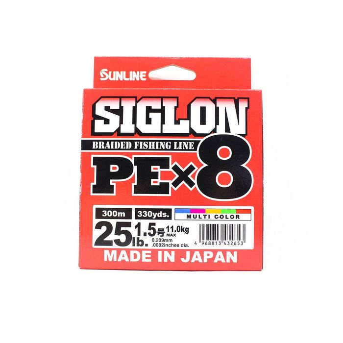 Sunline Siglon PE x8 Braid Fishing Line 300m Multi Colour 25lb