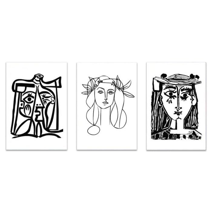 3pcs Black And White Abstract  Print 100% Australian Made 3 x 40x60cm (Metal Print)