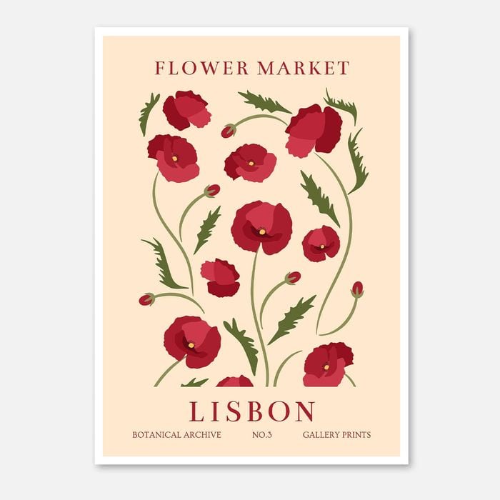 Galrie Stunning Vintage Art Print of Lisbon Flower Market - Botanical Archive No.3, Poster Only, A3 30 x 42cm (12 x 16inch)