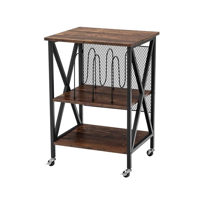Costway Metal Filing Cabinet Mobile Vinyl Record Stand Home Office Brown