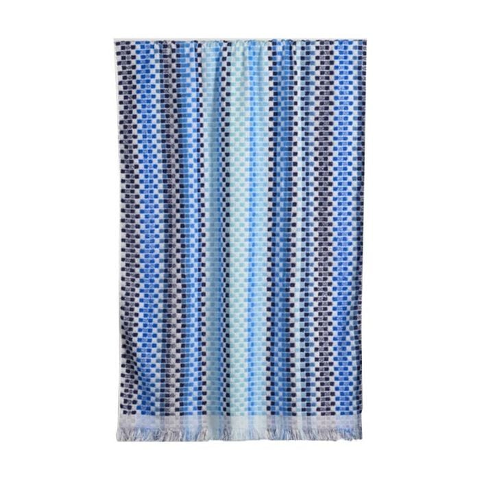 Canningvale Positana Terry Beach Towel Checkers Chambray Blue 80x160cm