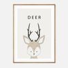 Galrie Charming Minimalist Deer Illustration - Whimsical Animal Art Print for Home Decor, Wood Frame, 70 x 100cm (28 x 40inch)