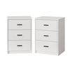 Oikiture 2x Bedside Table 3 Drawers Nightstand Bedroom Storage Side End White